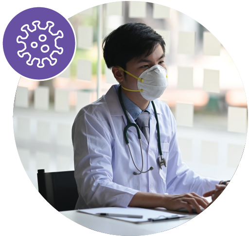 Asian doctor wearing N95 face mask